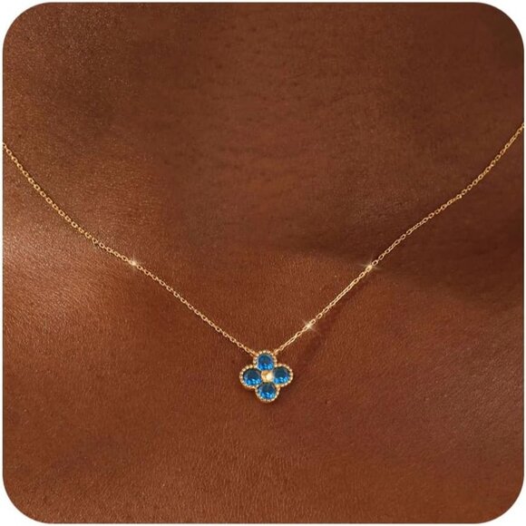 Trendy Non-Tarnish Birthstone Necklace with Cubic Zirconia - Adjustable Fit - Picture 1 of 6